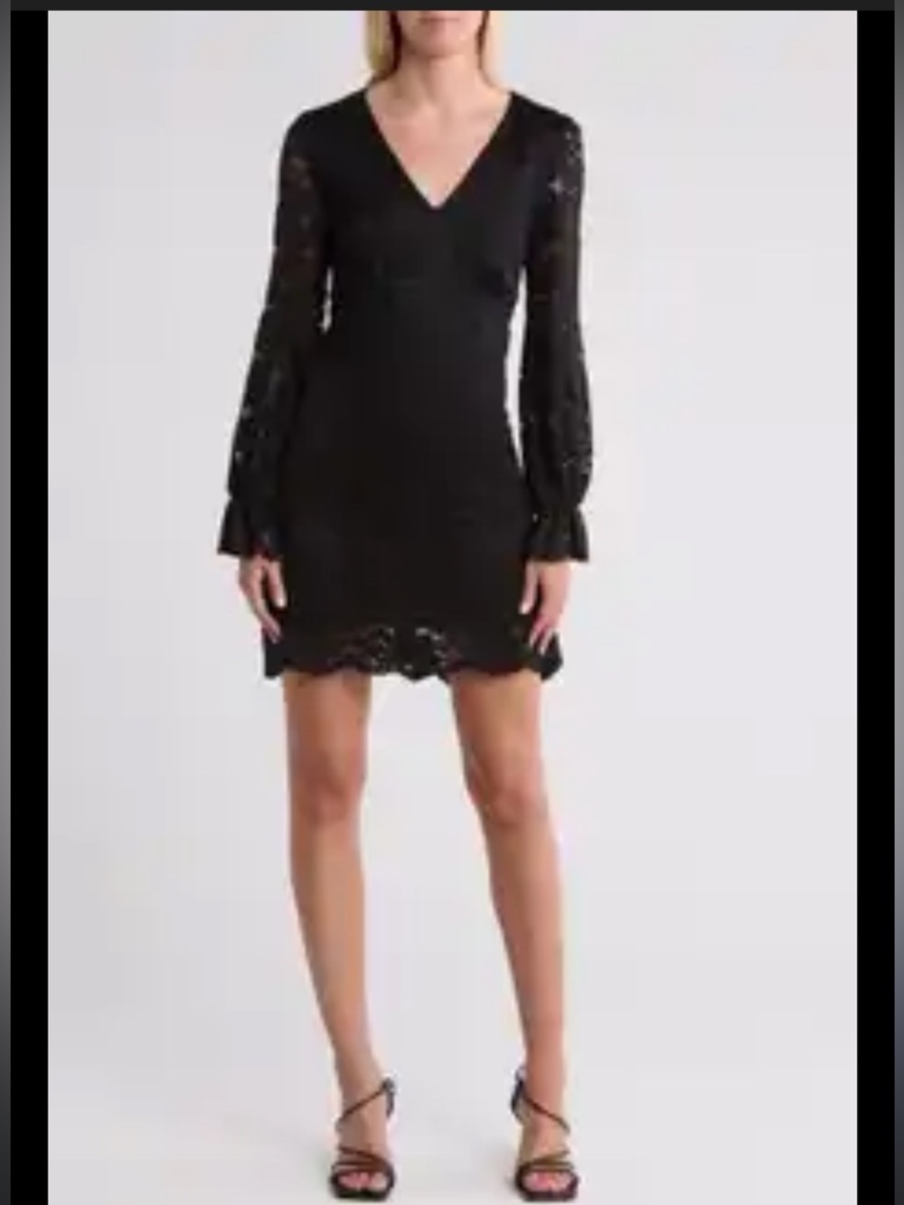 NWT/Bardot Black Lace Long-Sleeve Mini Dress